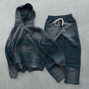 Wholesale Winter Digital Printing Distressed Embroidery Sunfaded Wash Cotton <b>Oversized</b> Heavyweight Men's <b>Hoodie</b> - Product Image 5