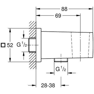 Pour GROHE Euphoria Cube, coudière de raccordement mural 1/2 pouce avec support mural de douche chromé, accessoires de bain et de toilette - Product Image 3