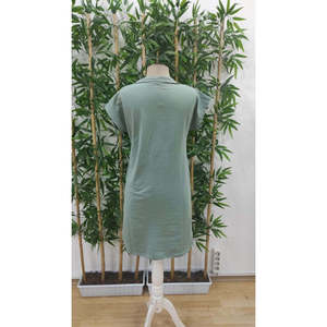 Robe en viscose à manches courtes et col pour femme, 36887 - Vert - Product Image 5
