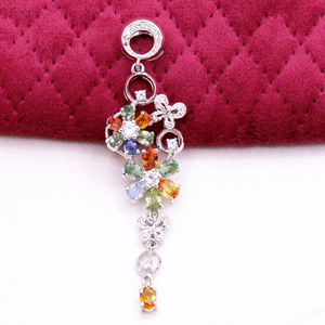 Comprar Natural Real Multi piedra preciosa colgante en 925 plata esterlina sólida hombre hecho a mano mujeres joyería para venta al por mayor - Product Image 1