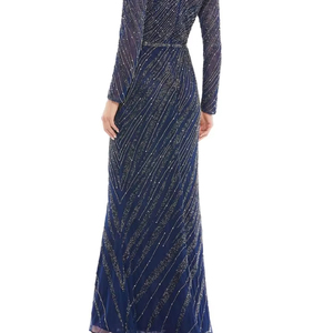 Vestido de Fiesta Largo de Poliéster con Lentejuelas y Cuentas, Estilo Elegante y Modesto, con Abertura, para Adolescentes - Product Image 2