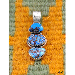 Pendentif artisanal Southwest Golden Hills avec incrustation en argent sterling sertie de pierres - Product Image 2