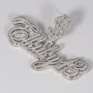 Pendentif en or blanc 14 carats exclusif, diamant de laboratoire taille brillant, clarté VVS, style hip-hop, design glacé, unisexe, glamour, fête - Product Image 4