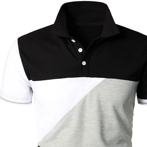 เสื้อโปโลแขนสั้นแบบสวมหัวมีซิปด้านในเสื้อโปโลสีดำสีขาวสำหรับผู้ชาย - Product Image 4
