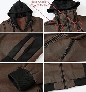 Sudadera con capucha personalizada para hombre, estilo urbano, con logotipo OEM, corte regular, cierre completo, poliéster/algodón, resistente al viento y transpirable - Product Image 4