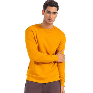 เสื้อสเวตเชิ้ตคอกลมสีเหลืองมัสตาร์ดสำหรับผู้ชาย แขนยาว สไตล์ลำลอง สตรีทแวร์ แอคทีฟแวร์ รับผลิตแบบ OEM ODM ขายส่งเสื้อผ้า - Product Image 6