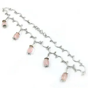 925 <b>Silver</b> Dainty <b>Necklace</b> for Women with Rose Quartz & Amethyst Encrusted with Diamond Box <b>Chain</b> Jewelry - Product Image 1