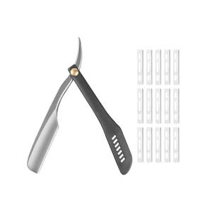 Navaja de Afeitar Profesional para Hombre, Navaja de Afeitar de Acero Inoxidable, Afeitadora de Borde Recto para Barbería, Cuidado Personal en Casa, Diseño Plateado y Negro - Product Image 1