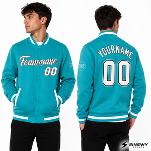 SINEWY SPORTS Blouson aviateur unisexe en cuir coupe-vent avec nom et numéro personnalisés brodés, en toile, style vintage - Product Image 4