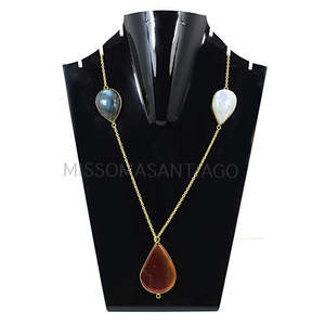 Gargantilla fina de múltiples piedras preciosas, collar de Latón chapado en oro con piedras deslumbrantes - Product Image 3