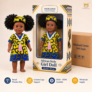 TUSALMO Muñeca Afroamericana de Vinilo Suave con Cabello Rizado Realista de 18 Pulgadas, Personalizada al por Mayor, para Niñas de 3+ Años, Educativa, <span class=keywords><strong>Escala</strong></span> 1:6 - Product Image 6