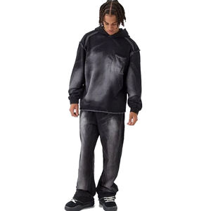 Ensemble de survêtement pour hommes surdimensionné de haute qualité logo personnalisé disponible en gros deux pièces sweat à capuche et pantalon fournisseur de vêtements de sport - Product Image 4