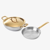 Casseroles en acier inoxydable martelé à la main de style européen, avec couvercle en branche d'olivier, poignée, écologiques, pour mariage, usage domestique, 10 pièces