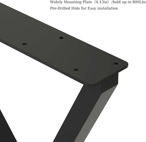 28 "H x 17.7" W Pieds de table en métal noir robuste Cadre en fer carré pour bureau et table à manger de bricolage (Ensemble de 2) - Product Image 5