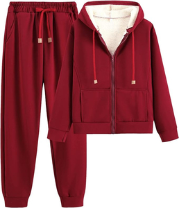Conjunto Deportivo de Invierno de Alta Gama, Talla Grande, Cálido, Sudadera con Capucha y Pantalones de Chándal, Ajuste Regular, para Correr - Product Image 2