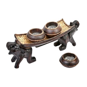 <b>Elephant</b> and pot design wooden <b>candle</b> holder charming decorative piece for home decor gifting and festive ambience From India - Product Image 2