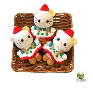Porte-clés en peluche de Noël au crochet, fait main, mignon, cadeau de vacances, jouet - Product Image 1