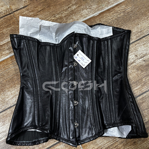 Corsets noirs en cuir sous-poitrine, style punk, à baleines en acier, haute compression, amincissants pour la taille, pour tenue de club - Product Image 3