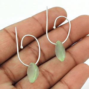 Meilleure vente nouveau Design 925 argent Sterling calcédoine naturelle pierres précieuses perlées boucles d'oreilles pour femme filles bijoux faits à la main - Product Image 2