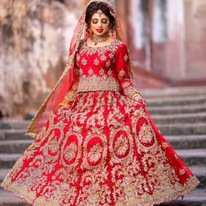 ใหม่ --- เจ้าสาว --- KURTA สั้นสวยกับ LEHENGA-ชุดที่มีการประดับในลูกปัดแก้วคริสตัลงานหินสำหรับงานแต่งงาน = 2021 - Product Image 5