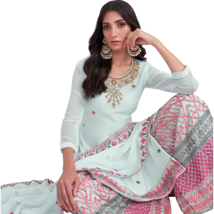 Beautifully Crafted Semi-Stitched Indian & Pakistani Ethnic Suit Festive Polyester <b>Women's</b> Floor-Length Party <b>Kurta</b>/Kurti - Product Image 1