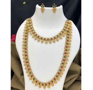 Conjunto de Collar y Aretes de Diseño de Primera Calidad con Piedras Chapadas en Oro para Bodas, Colección de Ropa Tradicional para Mujer - Product Image 2