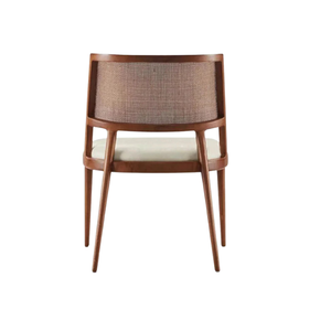 Chaise de salle à manger rectangulaire mince en teck avec siège rembourré, design moderne pour appartement et salles à manger - Product Image 5