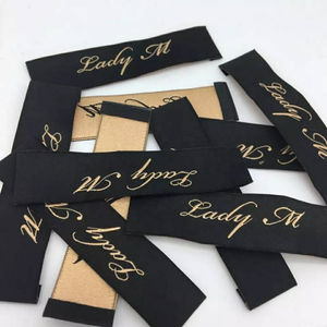 Usine en gros étiquette de vêtement de qualité personnalisée étiquette de vêtements tissée étiquette de marque tissée fer sur cou personnalisée étiquettes - Product Image 5