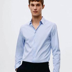 Camisa informal sólida de moda para hombres Fitness Slim Fit Streetwear Hombres Camisas con capucha de manga larga - Product Image 1