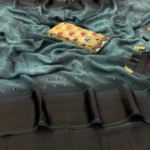 Diwali Collection Designer Wedding Wear Exclusif Dernier chemisier Saree en mousseline de soie tendance avec broderie au prix de gros - Product Image 3