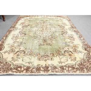 Tapis turc vintage, tapis de 5,4 x 7,8 pieds, grand tapis oriental vert - Product Image 3