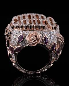 Bague Croix Brillante en Diamant pour Homme, Plaqué Or Blanc, Micro-Pavé Baguette Moissanite, Bijou Hip Hop Rapper, Cadeau Chrétien - Product Image 1