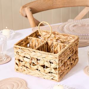 Water Hyacinth Indoor Storage Kitchen Cutlery Caddy <b>Basket</b> Handmade Storage <b>Basket</b> Wholesale eco-friendly Made in Vietnam - Product Image 2