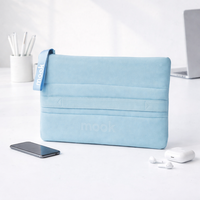 Housse pour ordinateur portable en néoprène avec logo personnalisé, rembourrage doux, protection légère, étui de transport minimaliste, design rose pour le travail, l'école, les voyages