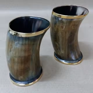 แตรควายแก้วสั้นทำมือคุณภาพระดับพรีเมียมเป็นมิตรต่อสิ่งแวดล้อมสีธรรมชาติขัดเงาคุณภาพสูงแตรดื่มไวน์หัตถกรรม - Product Image 2