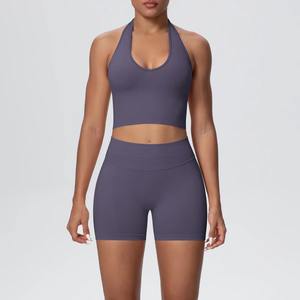 Conjunto de Sujetador Deportivo Acolchado y Pantalones Cortos para Mujer, al por Mayor, Transpirable, Ecológico, de Nailon Reciclado y Elastano, para Yoga y Fitness - Product Image 6