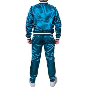 High Quality Nylon shiny Satin zipper Hoodie & <b>trouser</b> set for men's Winter casual wear color block streetwear men's tracksuit - Product Image 4