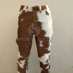 Pantalones de piel de pelo con patrón personalizado para hombre Pantalones de pelo de piel de vaca real para hombre - Product Image 4
