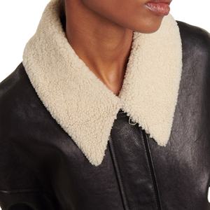 2026 Trendy Women's Genuine Leather Jacket Fur Collar Leather Bomber Jacket Breathable Durable Customized Design <b>Zipper</b> - Product Image 4