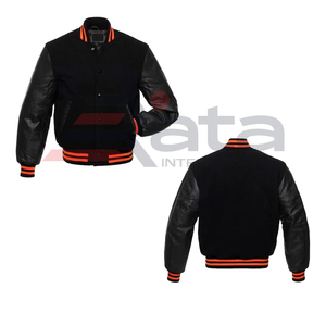 Vestes universitaires personnalisées de haute qualité, imperméables, respirantes, à capuche, en cuir véritable, col montant en toile - Product Image 3