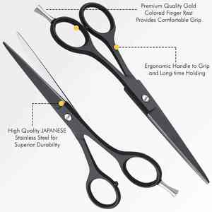 Kit de cisailles de coiffeur professionnelles sur mesure en acier inoxydable noir coupe de cheveux ensemble de ciseaux amincissants avec outil de beauté peigne - Product Image 3