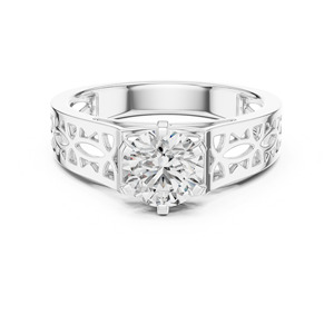 Rare Diamond Vintage Inspired 14K Solid Gold Lab Grown Diamond Engagement Ring with Brilliant Cut <b>Cluster</b> for Wedding Occasions - Product Image 2