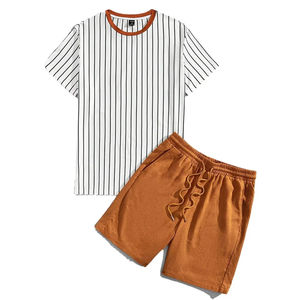 Nuevos Conjuntos Cortos de Verano para Hombre al por Mayor, con Logotipo Personalizado, 100% Algodón, 2 Piezas, con Botones, Conjuntos de Pantalones Cortos para Hombre de Súper Calidad - Product Image 1