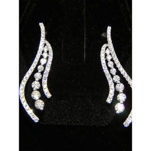 Collane e orecchini a cascata in oro bianco 18K e 3,5 ct con diamanti eleganti gioielli eleganti per donne alla moda - Product Image 4