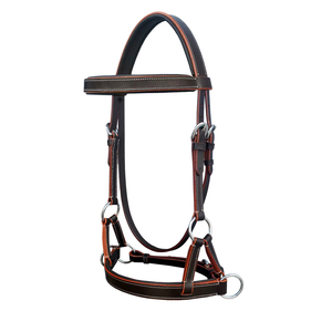 Brida de cuero de caballo hecha a mano de primera calidad al por mayor con riendas, tachuela ecuestre cómoda y duradera para entrenamiento de equitación - Product Image 1
