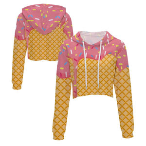 Nuevo estilo de alta calidad Logotipo personalizado Diseño impreso OEM Sudaderas con capucha de gran tamaño para mujer Personalizar Sudadera con capucha recortada Mujer - Product Image 5