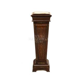 Colonne décorative en bois avec plateau en marbre de luxe - Product Image 2