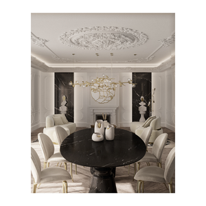 Pietra Oval XL Nero Marquina Dining <b>Table</b> Contemporary Wooden Set Kitchen <b>Table</b> with Stylish Assembled Design - Product Image 4