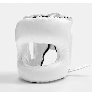 Protector de cabeza de boxeo de cara completa personalizado, casco de cuero PU negro con protección de barra para Sparring MMA Kickboxing Muay Thai Training - Product Image 4