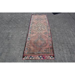2.9x9.5 ft <b>Runner</b> Vintage Turkish Rug, <b>Red</b> Oriental Wool Rug - Product Image 1